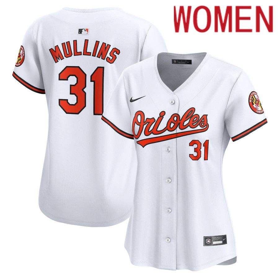 Women Baltimore Orioles #31 Cedric Mullins Nike White Home Limited Player MLB Jersey->->